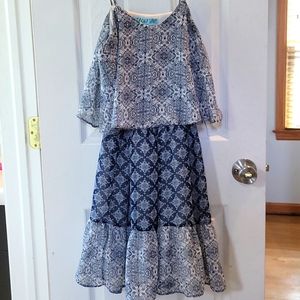 Blue and white summer dress